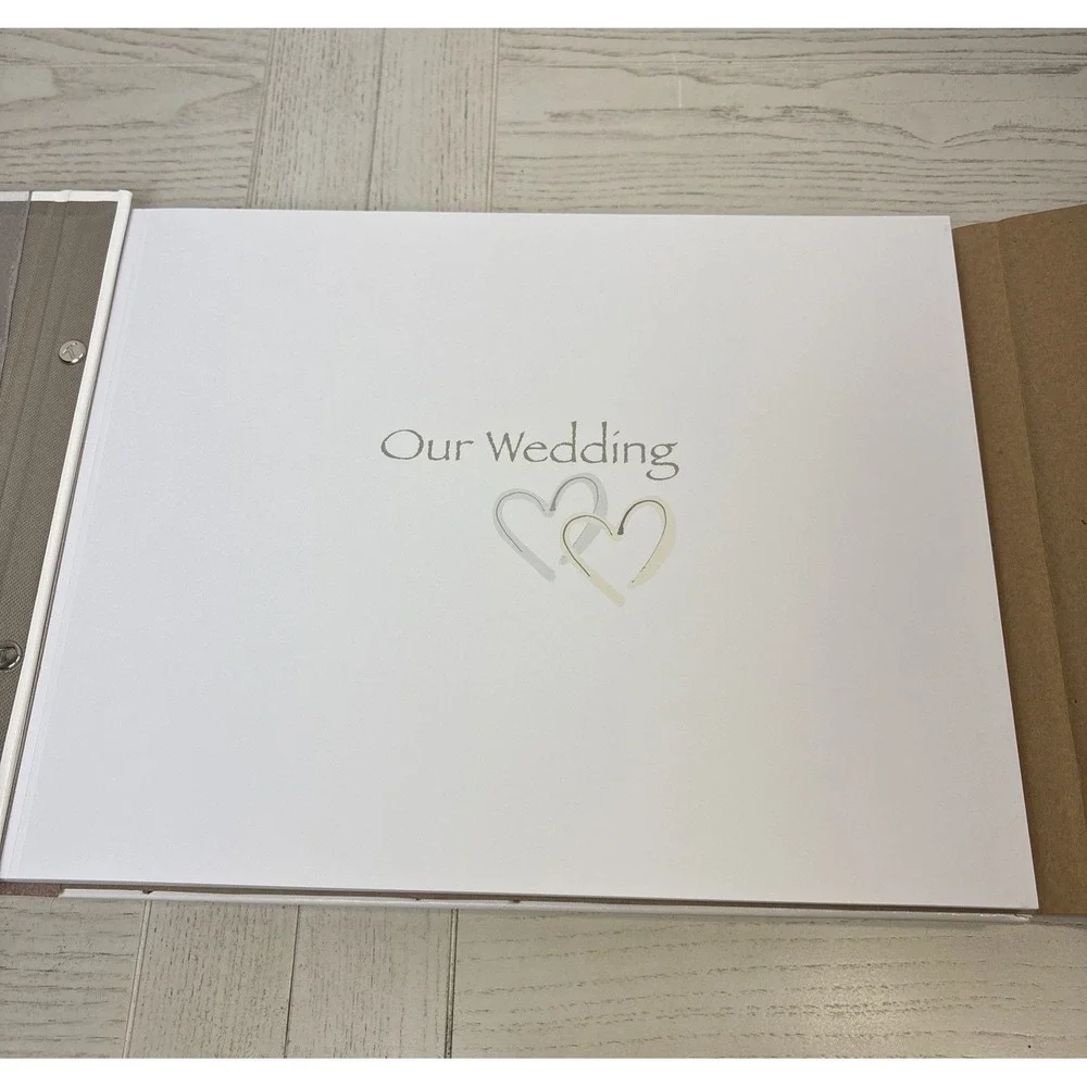 Tessera Publishing Our Wedding Memory Book White Silk Silver Bow‎ Keepsake Album